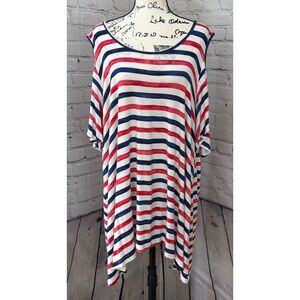 Lane Bryant Women’s Cold Shoulder Patriotic Stripe Swing Tee (Size 26/28)
